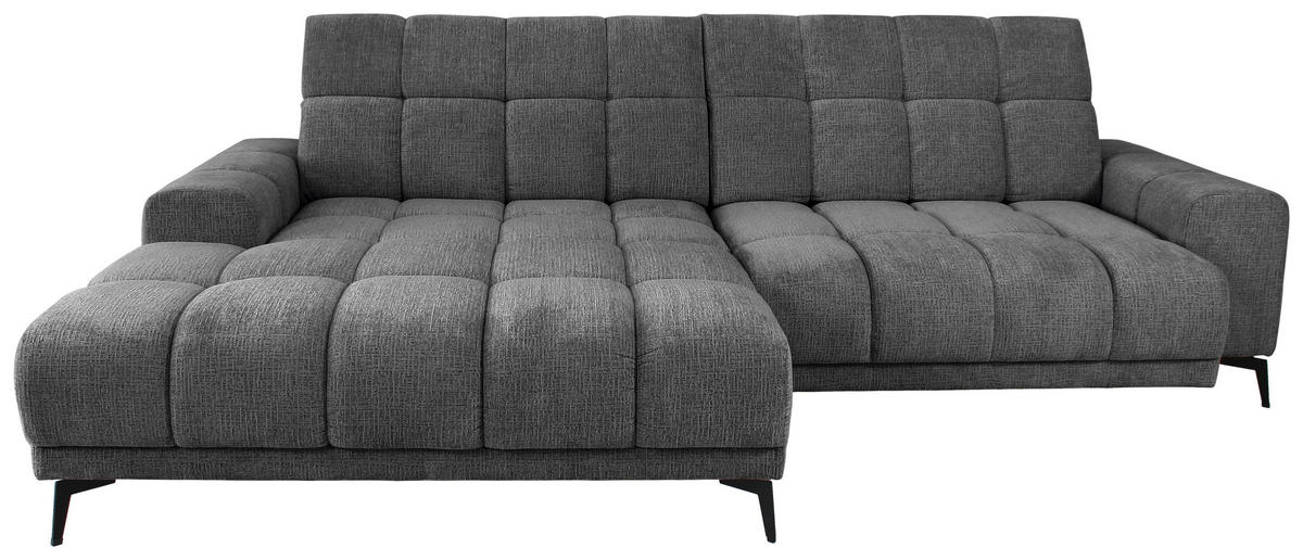 ECKSOFA inkl.Funktionen Anthrazit Chenille  - Anthrazit/Schwarz, MODERN, Textil/Metall (195/300cm) - Xora