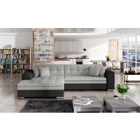 ECKSOFA in Webstoff Grau, Schwarz  - Chromfarben/Schwarz, Design, Kunststoff/Textil (194/296cm) - MID.YOU