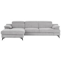 ECKSOFA 178/291 cm  in Chenille Silberfarben Kopfstütze  178/291 cm  - Silberfarben/Schwarz, Design, Textil/Metall (178/291cm) - Livetastic