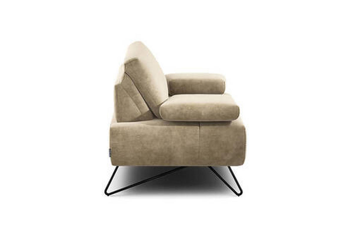 SESSEL in Samt Naturfarben  - Schwarz/Naturfarben, Design, Textil/Metall (114-142/85/86-94cm) - SENSOO