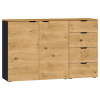 SIDEBOARD 135/87/43 cm  - Eichefarben/Schwarz, Design, Holz/Holzwerkstoff (135/87/43cm) - Jutzler