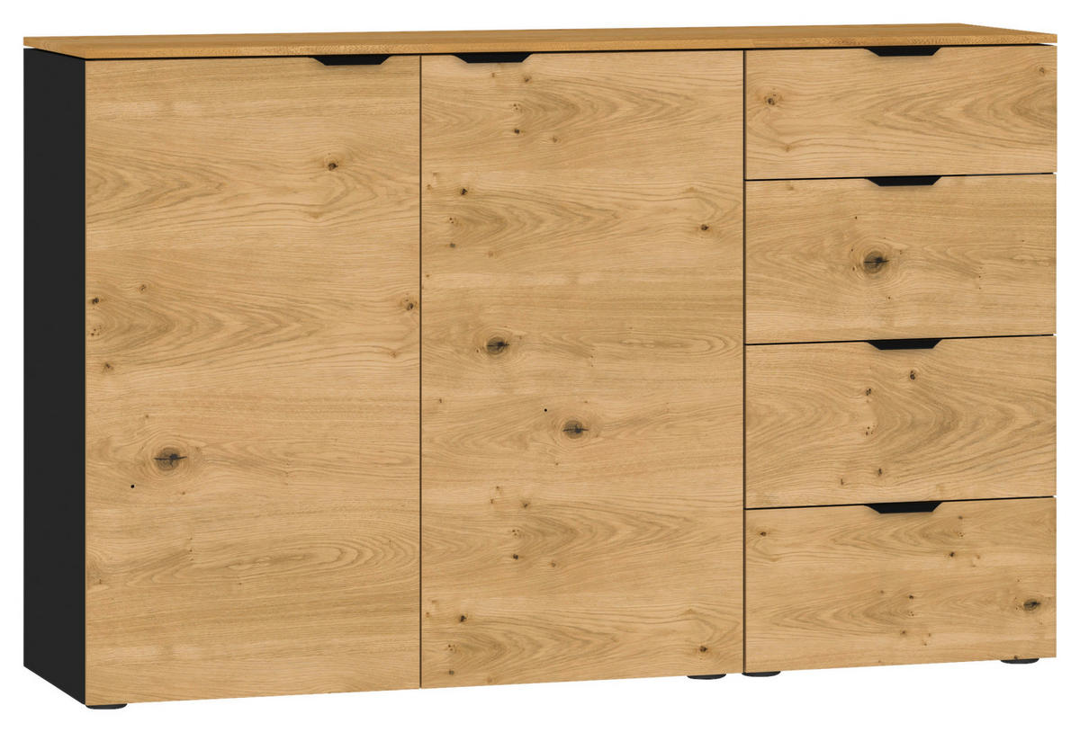SIDEBOARD 135/87/43 cm  - Eichefarben/Schwarz, Design, Holz/Holzwerkstoff (135/87/43cm) - Jutzler