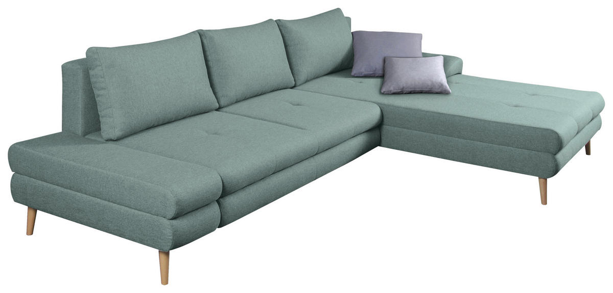 ECKSOFA in Webstoff Hellblau  - Erlefarben/Naturfarben, Trend, Textil (313/215cm) - MID.YOU