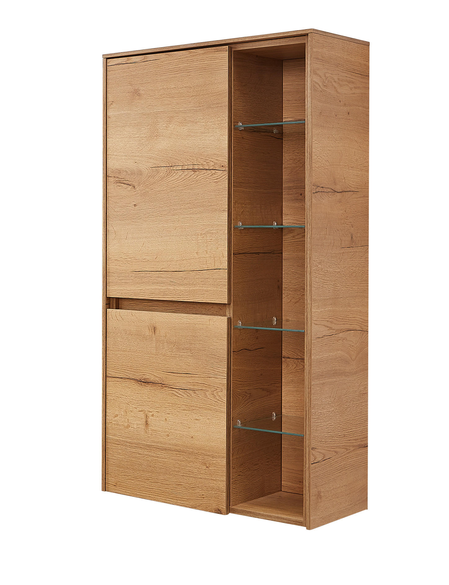 MIDISCHRANK 57/121/33 cm  - Eiche dunkel, Design, Glas/Holzwerkstoff (57/121/33cm) - Sadena