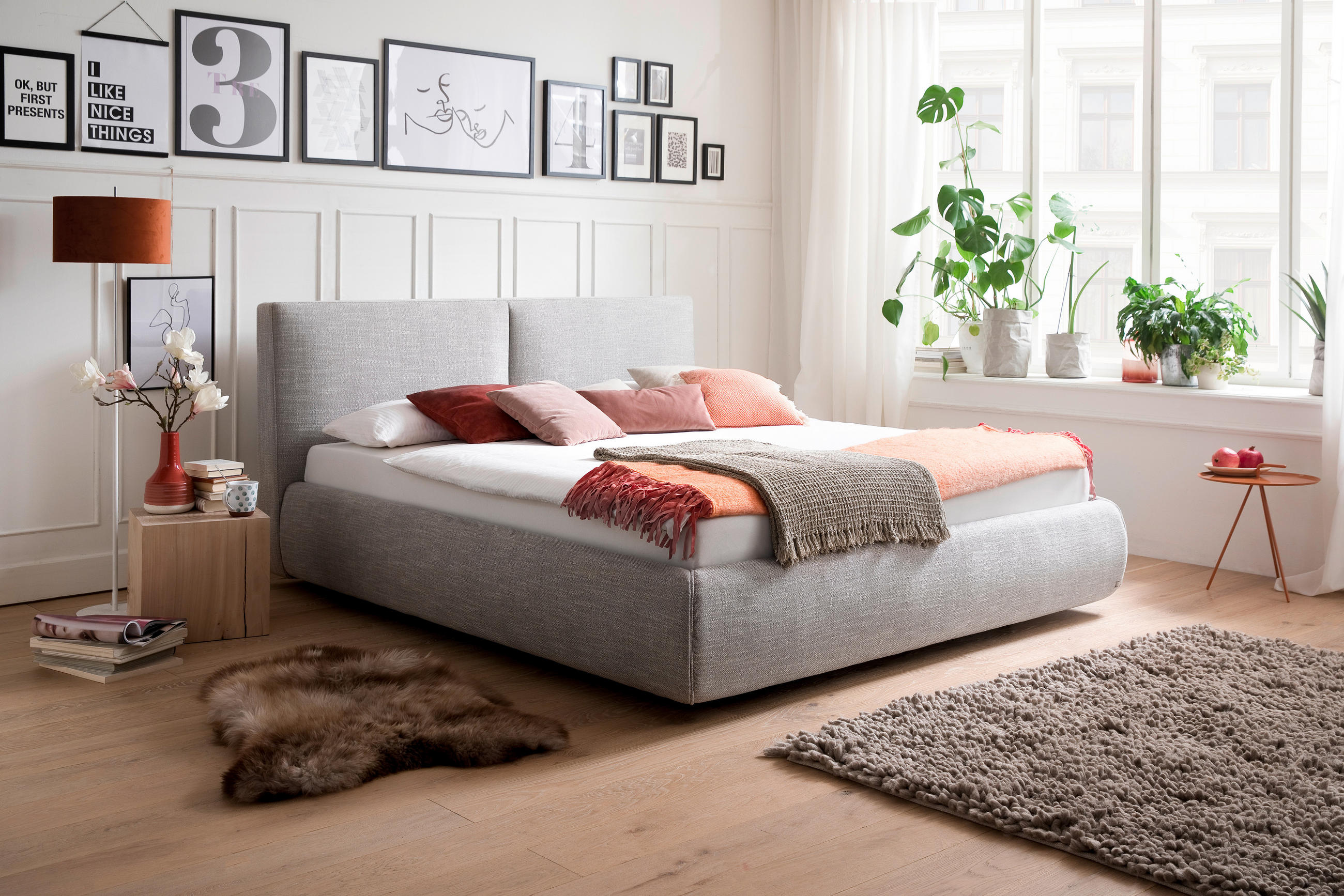 POLSTERBETT 180/200 cm in Hellgrau - Hellgrau, MODERN, Kunststoff/Textil (180/200cm) - Livetastic