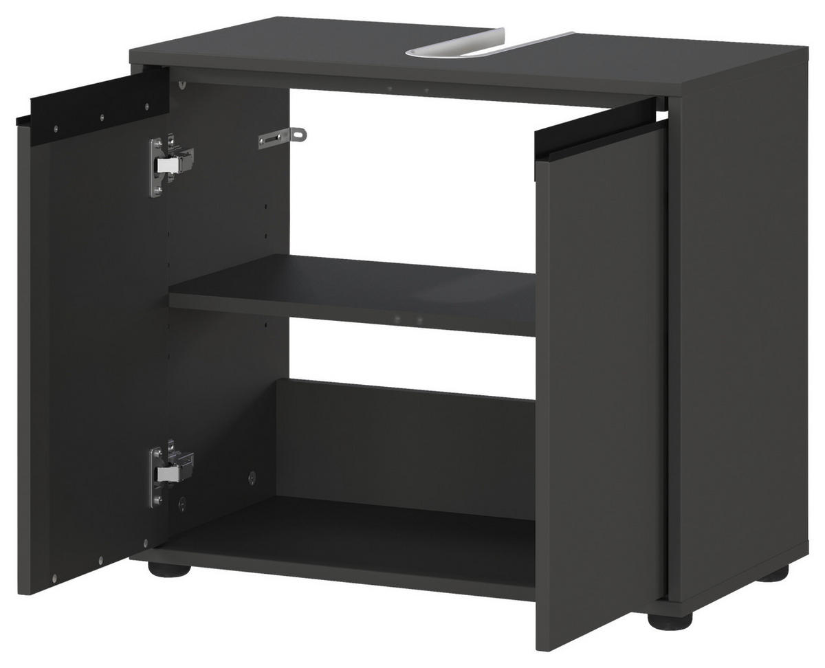WASCHBECKENUNTERSCHRANK 63/55/34 cm  - Schwarz/Graphitfarben, MODERN, Holzwerkstoff/Kunststoff (63/55/34cm) - Germania