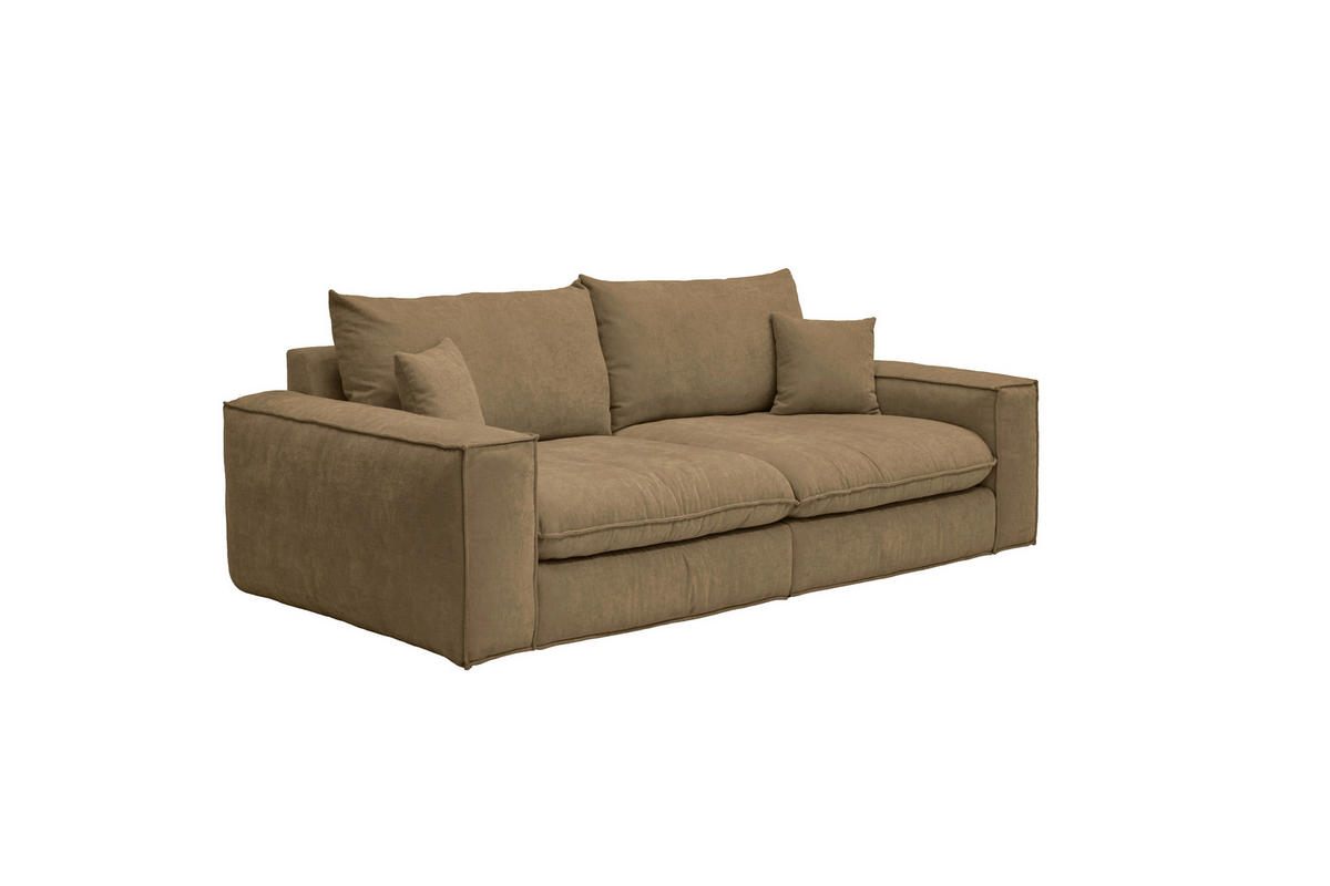 BIGSOFA Chenille Taupe  - Taupe/Schwarz, MODERN, Kunststoff/Textil (255/76/117cm) - Milino