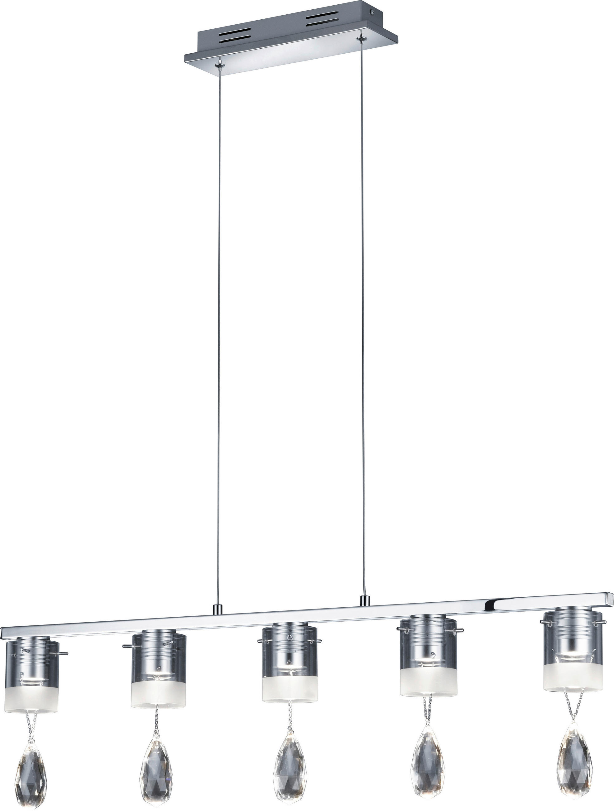 HÄNGELEUCHTE 90/150 cm  - Chromfarben/Alufarben, Design, Glas/Metall (90/150cm)