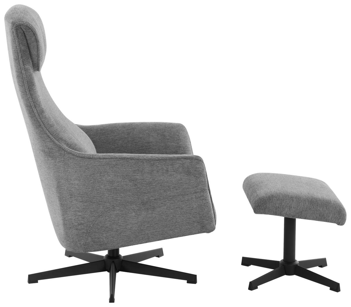 RELAXSESSELSET Mikrofaser    - Schwarz/Grau, Design, Textil/Metall (76/110/85.5cm) - Welnova