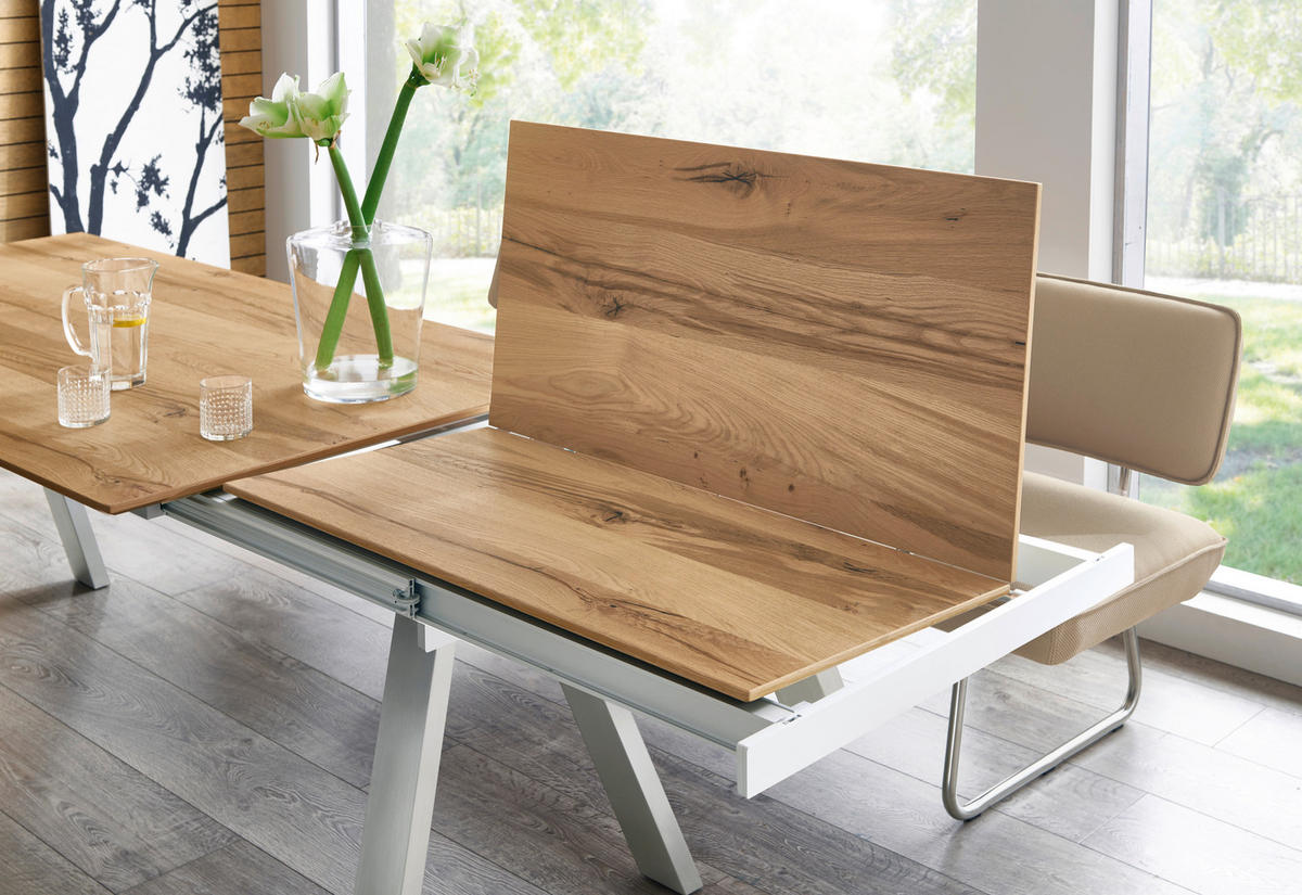 ESSTISCH in Holz, Metall 190-290/100/75 cm  - Edelstahlfarben/Eichefarben, KONVENTIONELL, Holz/Metall (190-290/100/75cm) - Venjakob