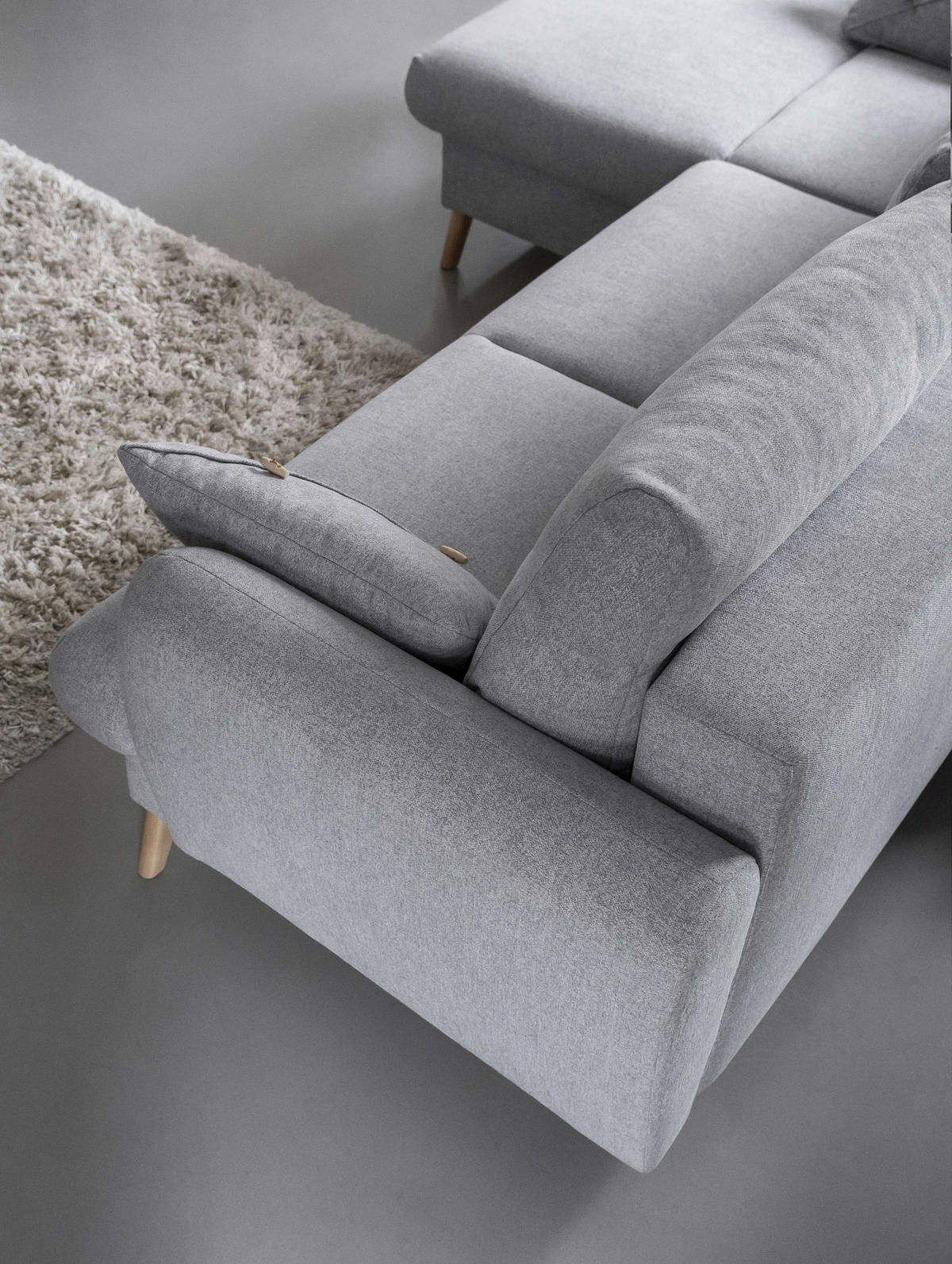 KUTNA GARNITURA tekstil  svijetlo siva   - prirodne boje/svijetlo siva, tekstil/drvo (157/235cm) - MID.YOU