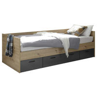 BETT 90/200 cm Graphitfarben, Eiche Artisan  - Graphitfarben/Eiche Artisan, KONVENTIONELL (90/200cm) - Boxxx