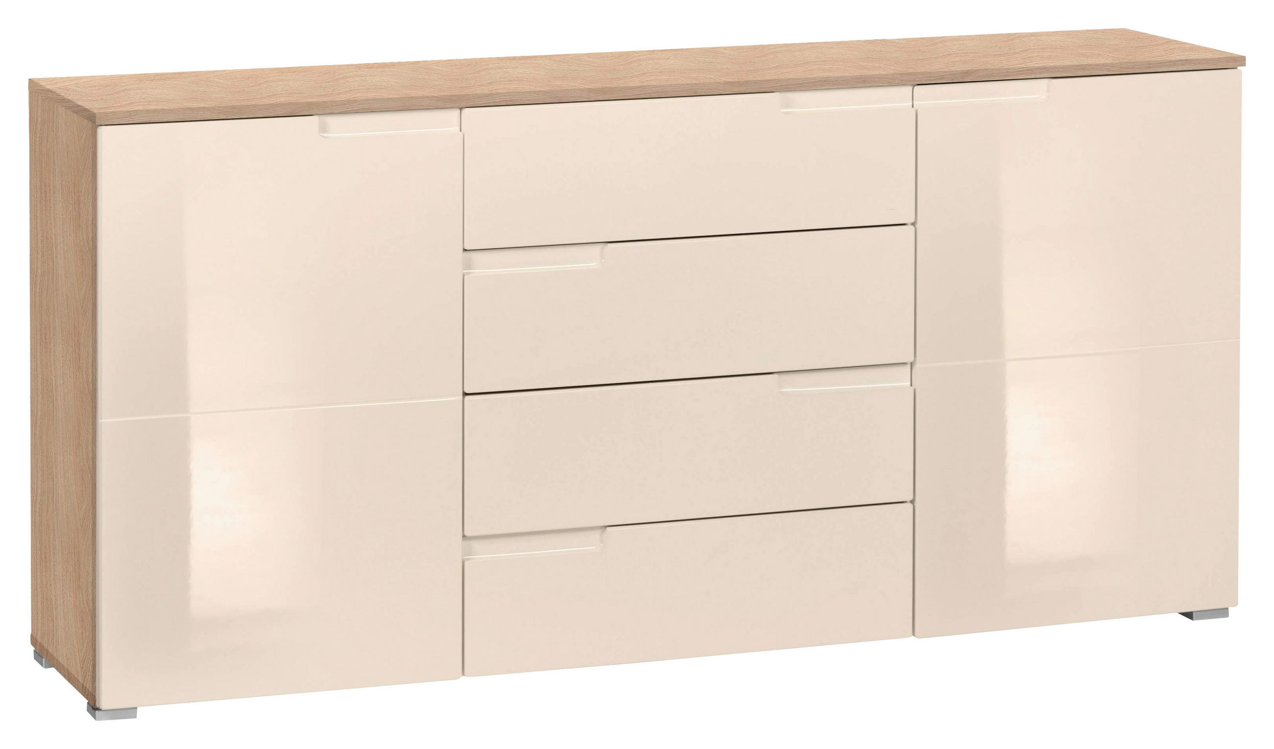 Comodă 165/80/40 cm  - stejar Sonoma/bej, Basics, plastic/material pe bază de lemn (165/80/40cm) - Hom`in