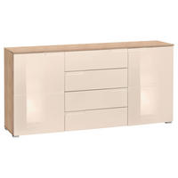 Comodă 165/80/40 cm  - stejar Sonoma/bej, Basics, plastic/material pe bază de lemn (165/80/40cm) - Hom`in