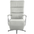 RELAXSESSEL in Leder Silberfarben - Chromfarben/Silberfarben, Design, Leder/Metall (64/112/80cm) - Cantus