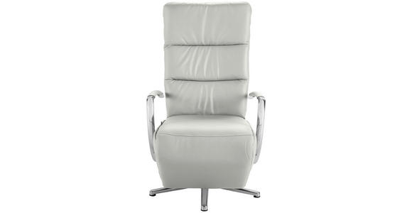 RELAXSESSEL in Leder Silberfarben - Chromfarben/Silberfarben, Design, Leder/Metall (64/112/80cm) - Cantus