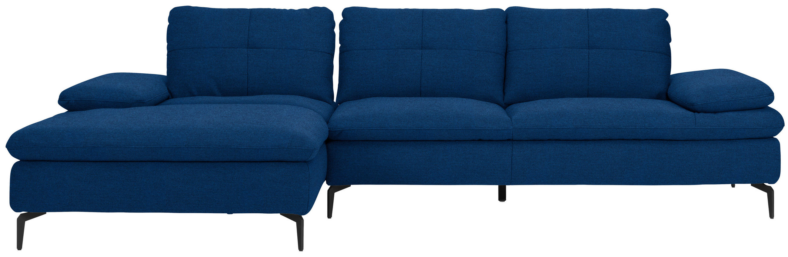 ECKSOFA in Webstoff Blau  - Blau/Schwarz, Design, Textil/Metall (179/301cm) - Chilliano