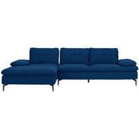 ECKSOFA in Webstoff Blau  - Blau/Schwarz, Design, Textil/Metall (179/301cm) - Chilliano