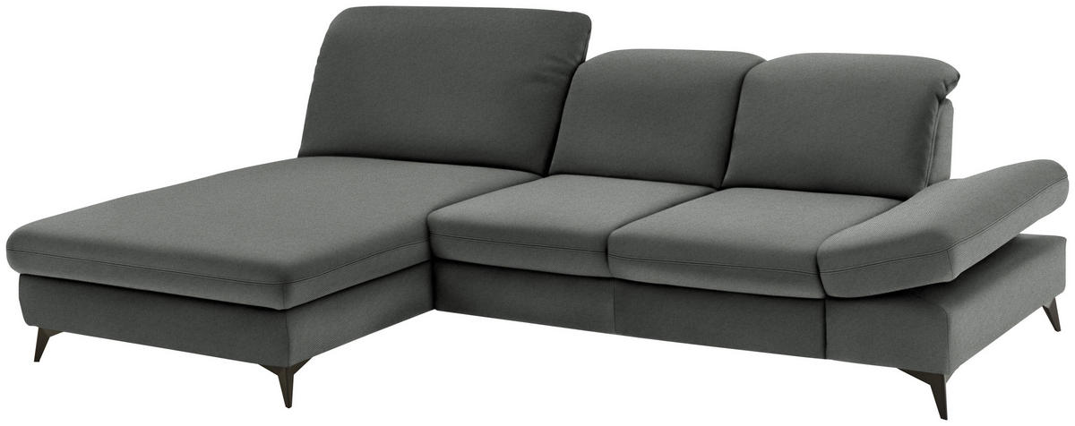 ECKSOFA  in Chenille Grau  198/288 cm  - Schwarz/Grau, Design, Textil/Metall (198/288cm) - Beldomo Style