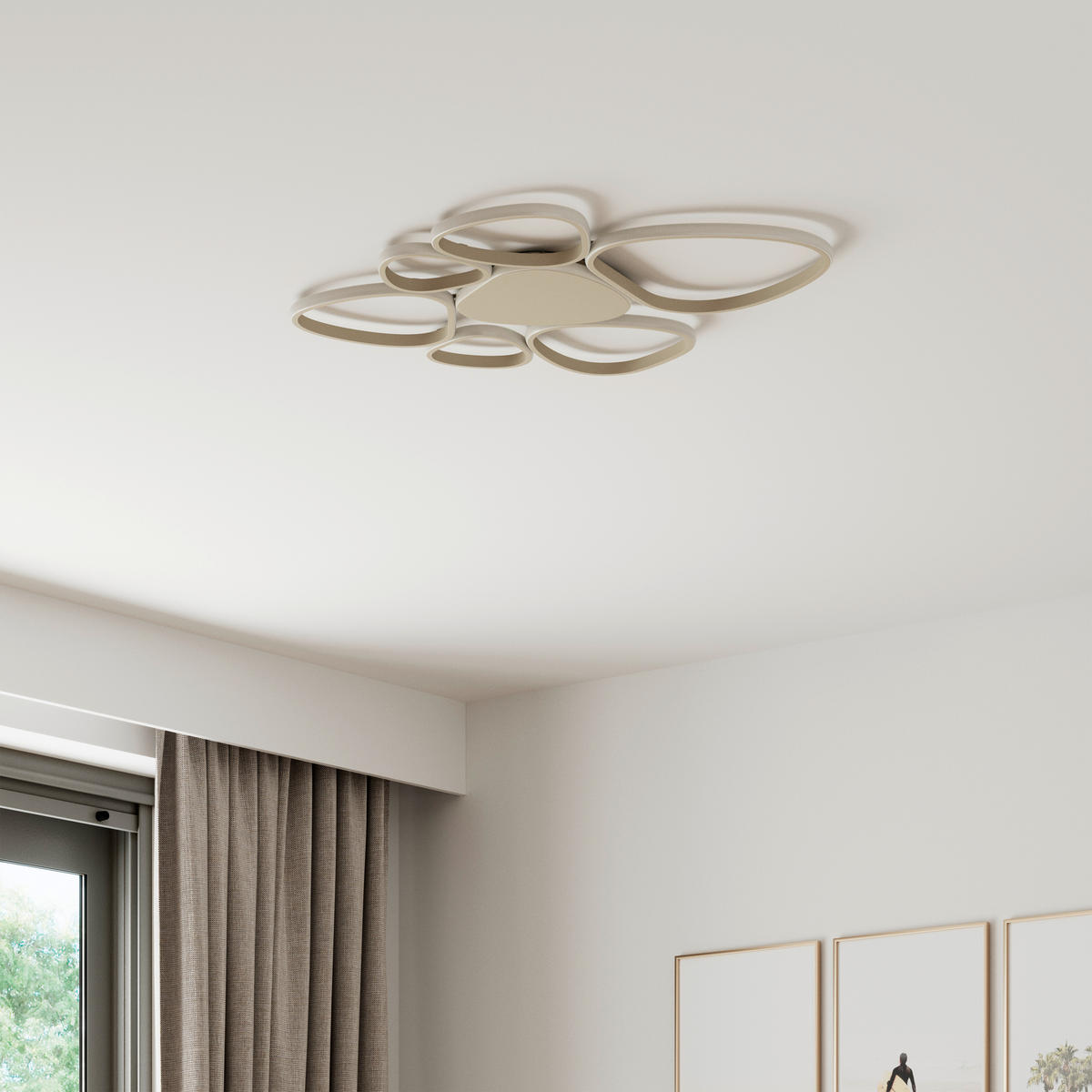 LED-DECKENLEUCHTE Acrux 89,5/79/4 cm  - Sandfarben, Design, Kunststoff/Metall (89,5/79/4cm) - Novel