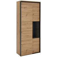 VITRINE  in Schwarz, Eiche Artisan - Schwarz/Eiche Artisan, Design, Glas/Holzwerkstoff (83/196/42cm) - Hom`in