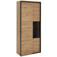 VITRINE in Schwarz, Eiche Artisan  - Schwarz/Eiche Artisan, Design, Glas/Holzwerkstoff (89/196/42cm) - Hom`in