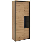 VITRINE in Schwarz, Eiche Artisan  - Schwarz/Eiche Artisan, Design, Glas/Holzwerkstoff (89/196/42cm) - Hom`in