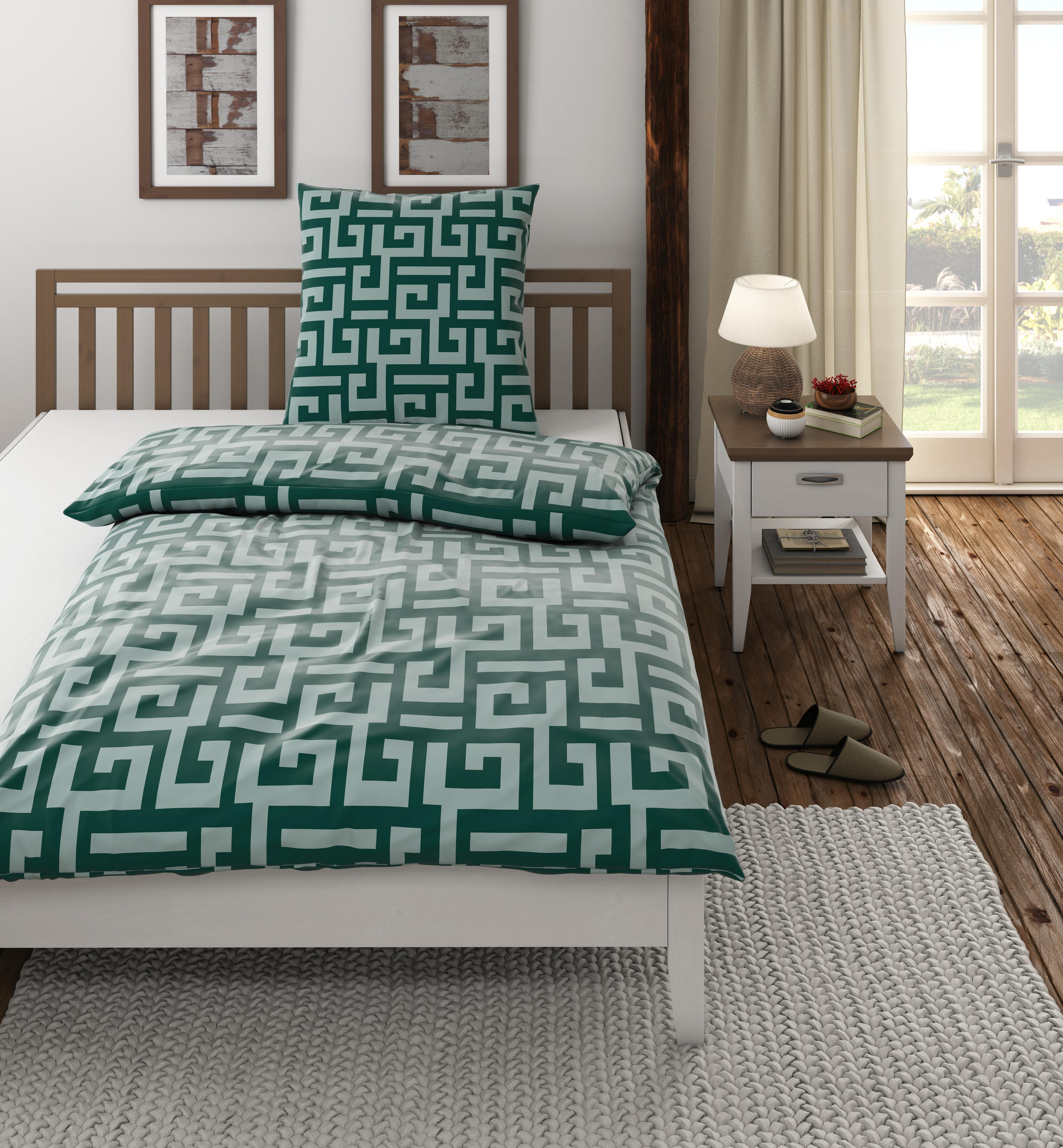 WENDEBETTWÄSCHE Mila Satin - Smaragdgrün, Basics, Textil (135/200cm) - Bio:Vio