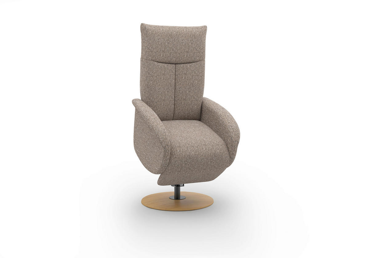 RELAXSESSEL GLENDALE E Chenille Kopfteilverstellung, Rücken echt    - Eichefarben/Cappuccino, KONVENTIONELL, Holzwerkstoff/Textil (75/112/82cm) - Sit & More