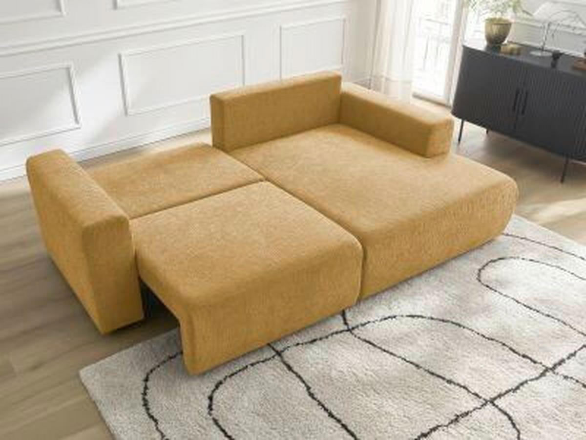 ECKSOFA Ottomane rechts  ATILLA Gelb Struktur  - Gelb/Schwarz, MODERN, Kunststoff/Textil (244/149cm)