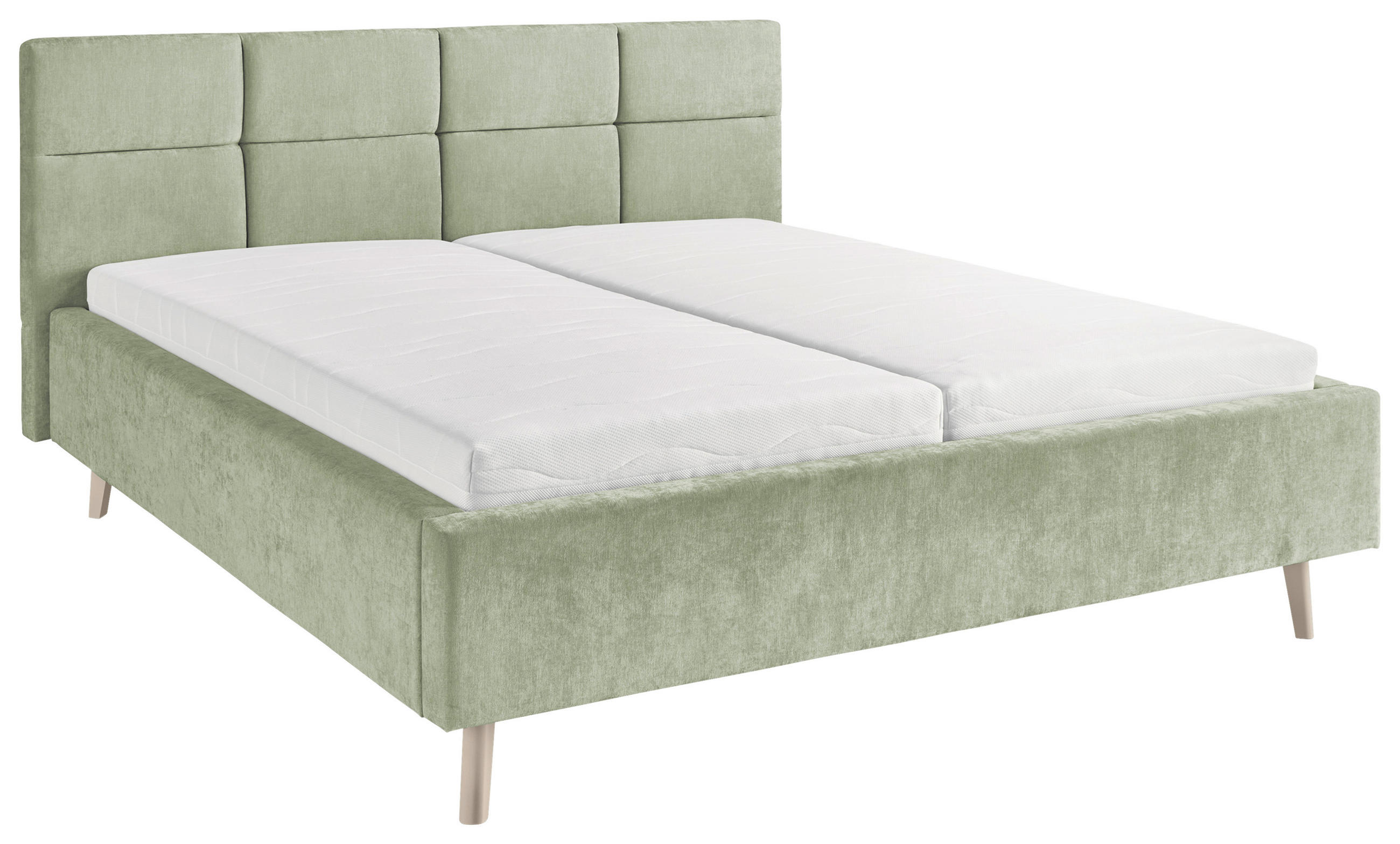 POLSTERBETT 180/200 cm,  in Hellgrün,  - Sandfarben/Hellgrün, KONVENTIONELL, Holz/Textil (180/200cm) - SetOne by Musterring