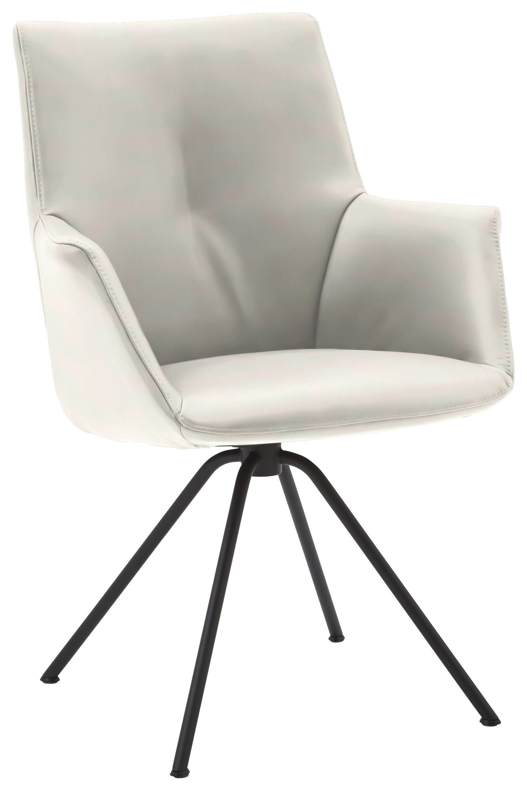 ARMLEHNSTUHL  in Stahl Echtleder pigmentiert  - Creme/Schwarz, Design, Leder/Metall (60/90/61cm) - Dieter Knoll