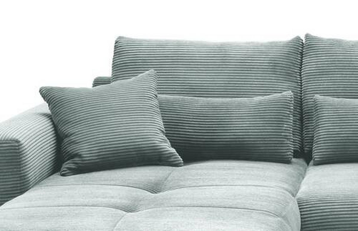 ECKSOFA Hellblau Cord  - Chromfarben/Hellblau, MODERN, Holz/Textil (188/302cm) - MID.YOU