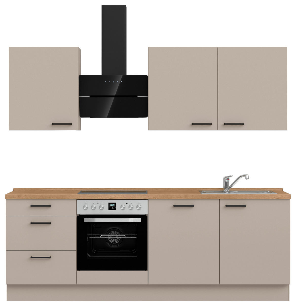 KÜCHENBLOCK Easytouch 240 cm  in Eichefarben, Sandfarben  - Sandfarben/Eichefarben, MODERN, Holzwerkstoff/Metall (240cm) - Nobilia