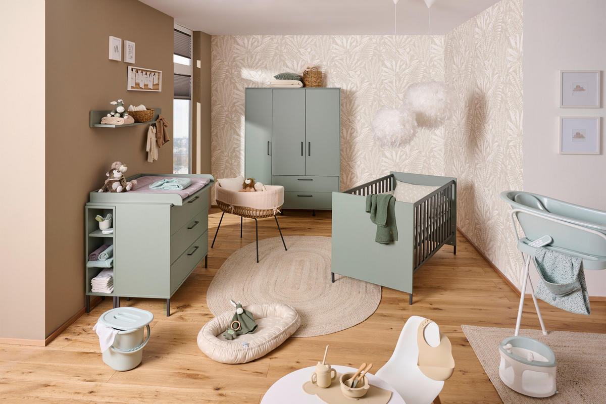 KREVETAC  MIA  - zelena/antracit, Osnovno, drvo/pločasti materijal (70/140cm) - Jimmylee