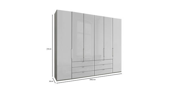 DREHTÜRENSCHRANK  in Grau, Weiß  - Chromfarben/Weiß, KONVENTIONELL, Glas/Holzwerkstoff (250/216/58cm) - Dieter Knoll