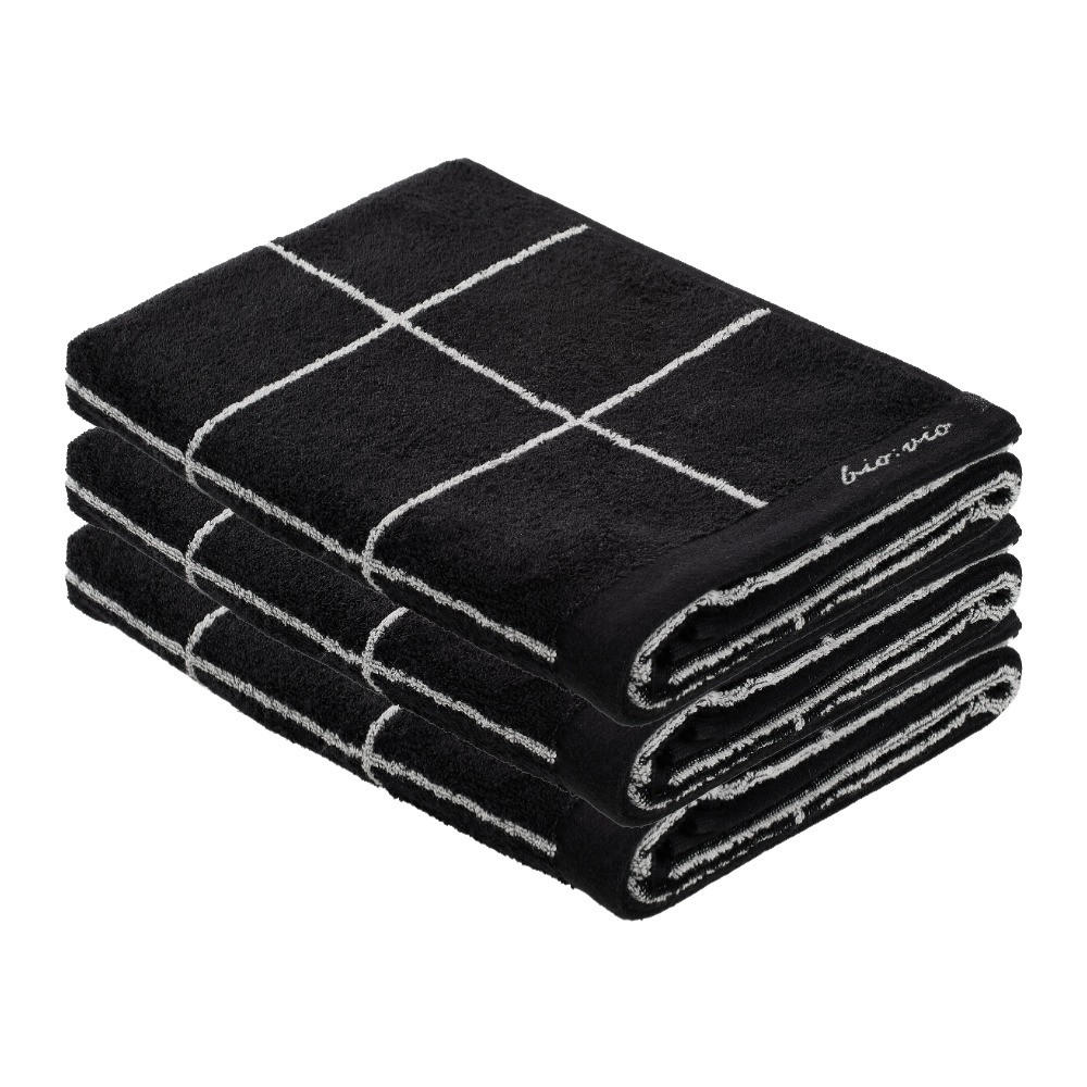 Bio:Vio Gästetuchset Champ Schwarz, Silber 30x50 cm