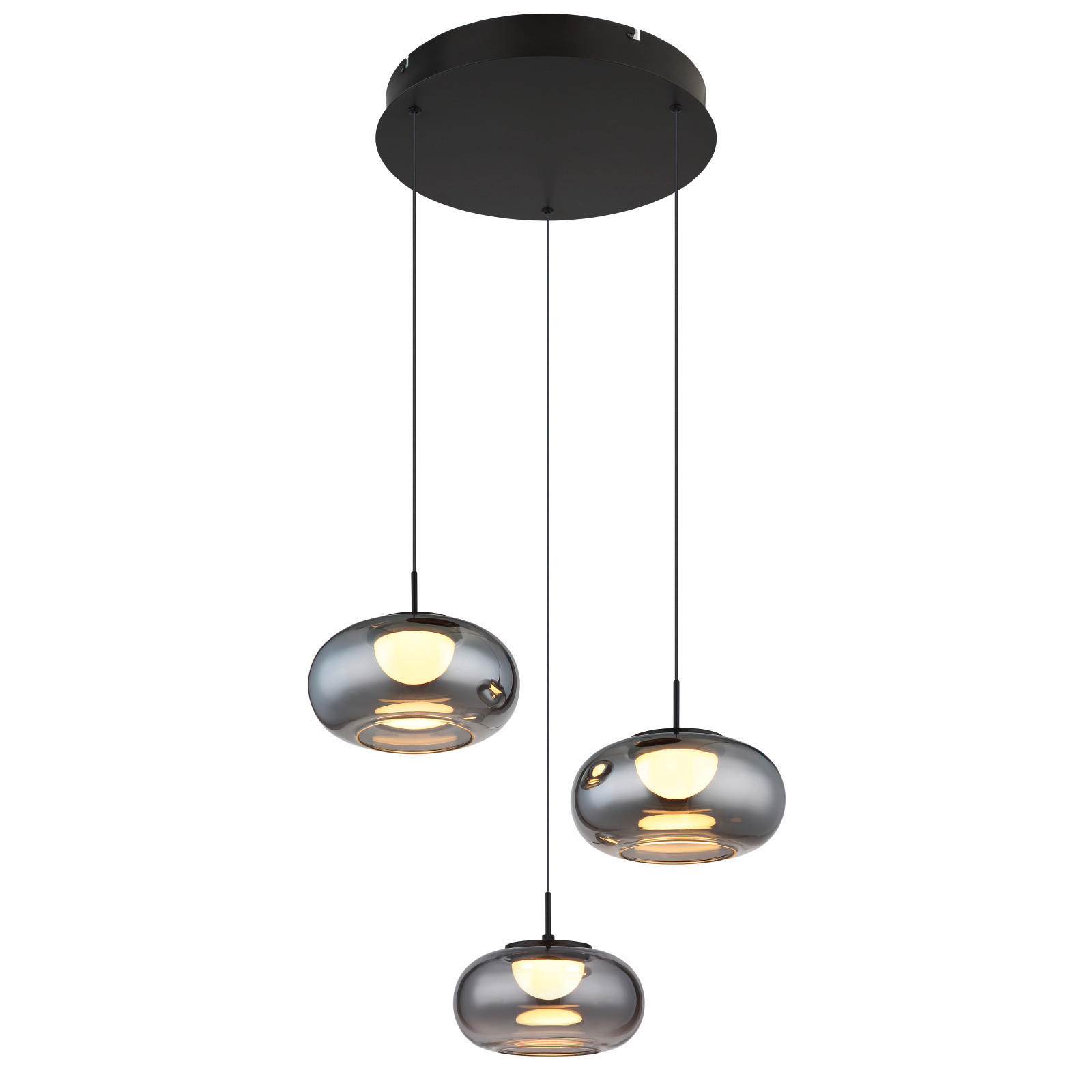 LED-HÄNGELEUCHTE 49/80-150 cm  - Schwarz, Design, Glas/Metall (49/80-150cm) - Globo