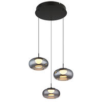 VISEČA LED-SVETILKA  QUINTARA //3000 K/230 V/ - črna, Design, kovina/steklo (49/80-150cm) - Globo