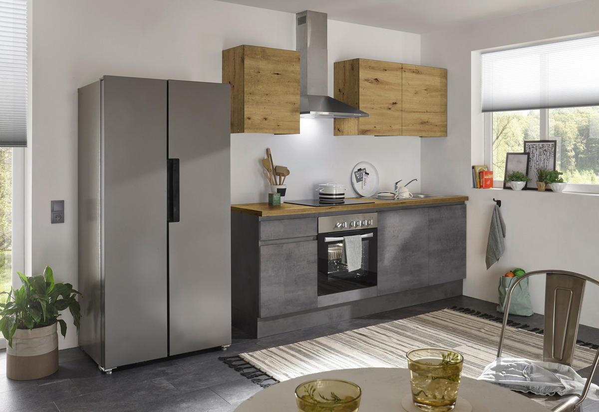 KÜCHENLEERBLOCK 220 cm   in Anthrazit, Grau, Eiche Artisan  - Anthrazit/Eiche Artisan, Design, Holzwerkstoff (220cm) - MID.YOU