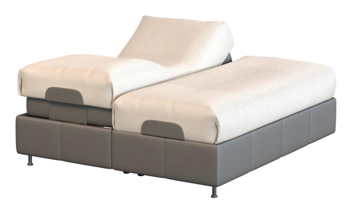 BOXSPRINGBETT 180/200 cm  in Hellgrau  - Hellgrau/Schwarz, Konventionell, Textil/Metall (180/200cm) - Dieter Knoll