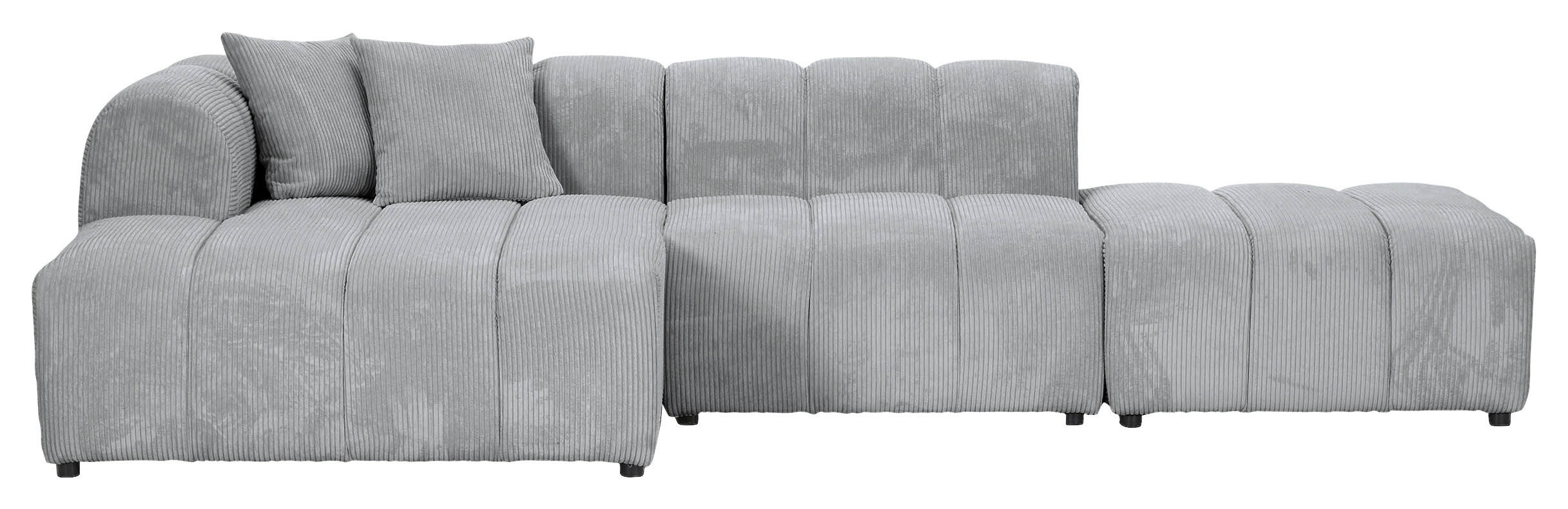 ECKSOFA Hellgrau Cord Zierkissen, Rücken echt  - Hellgrau/Schwarz, KONVENTIONELL, Kunststoff/Textil (162/313cm) - Carryhome