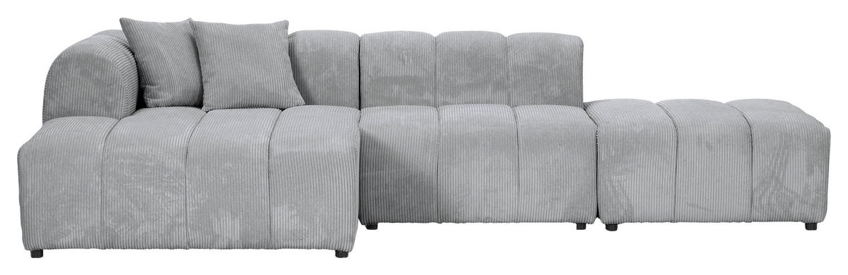 ECKSOFA Hellgrau Cord Zierkissen, Rücken echt  - Hellgrau/Schwarz, KONVENTIONELL, Kunststoff/Textil (162/313cm) - Carryhome