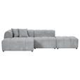 ECKSOFA Hellgrau Cord Zierkissen, Rücken echt  - Hellgrau/Schwarz, KONVENTIONELL, Kunststoff/Textil (162/313cm) - Carryhome
