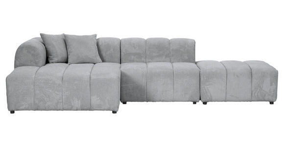 ECKSOFA Hellgrau Cord Zierkissen, Rücken echt  - Hellgrau/Schwarz, KONVENTIONELL, Kunststoff/Textil (162/313cm) - Carryhome