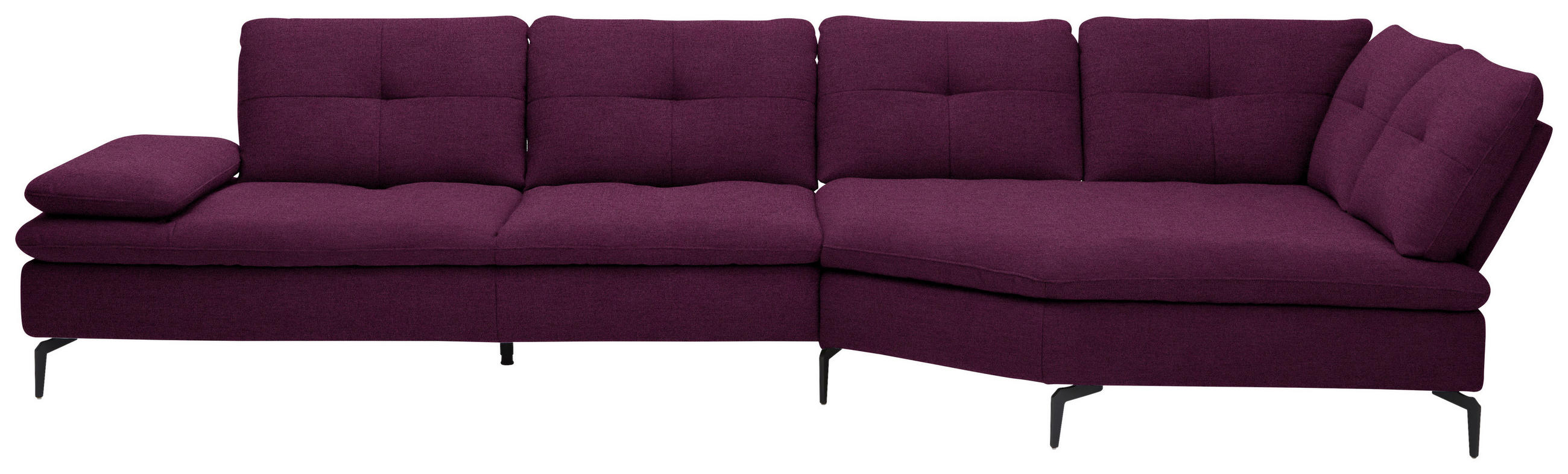 ECKSOFA  in Flachgewebe Violett  344/157 cm  - Violett/Schwarz, Design, Textil/Metall (344/157cm) - Chilliano