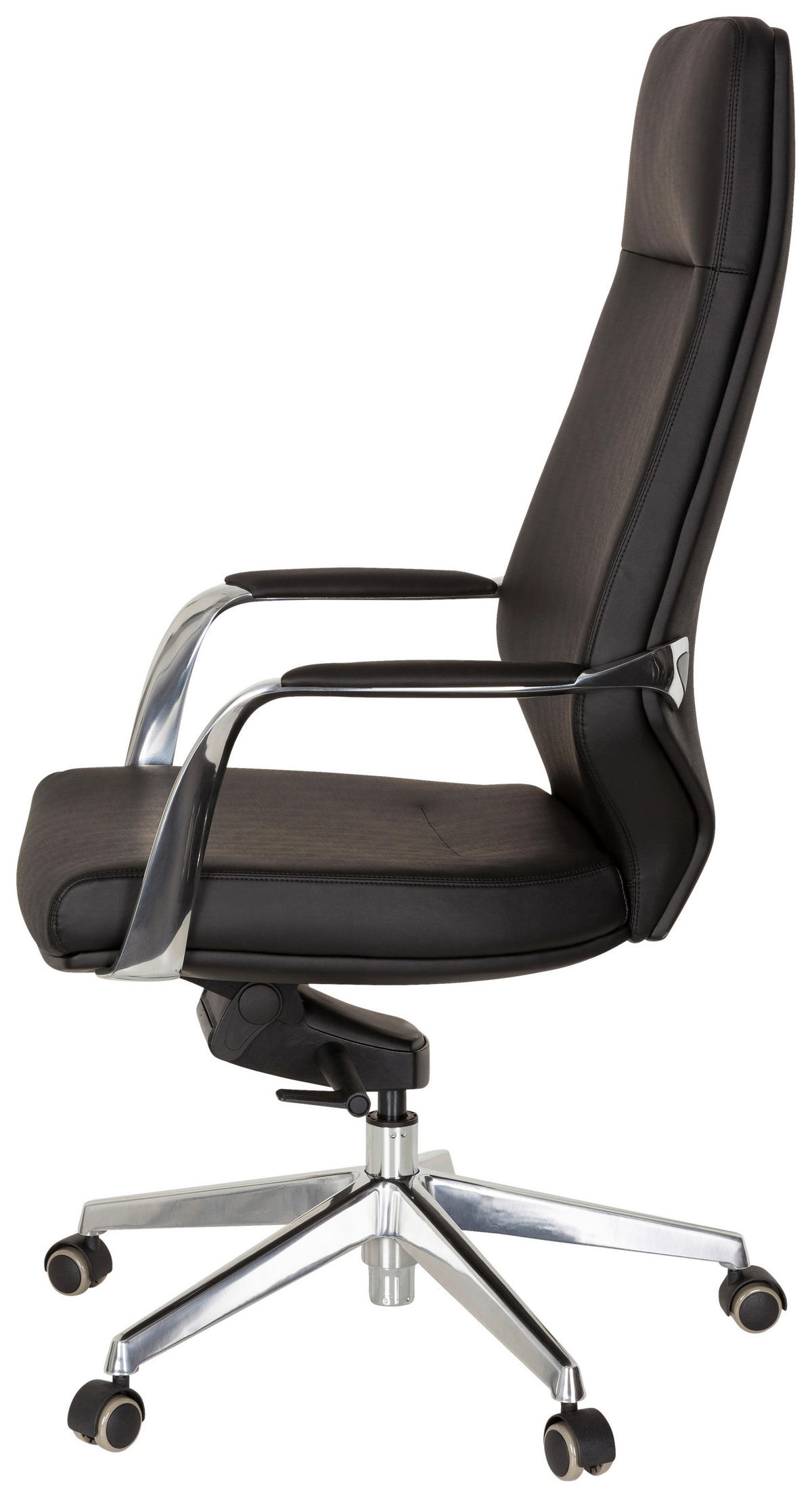 CHEFSESSEL  in Lederlook Schwarz  - Silberfarben/Schwarz, Basics, Kunststoff/Textil (63/133/65cm) - MID.YOU