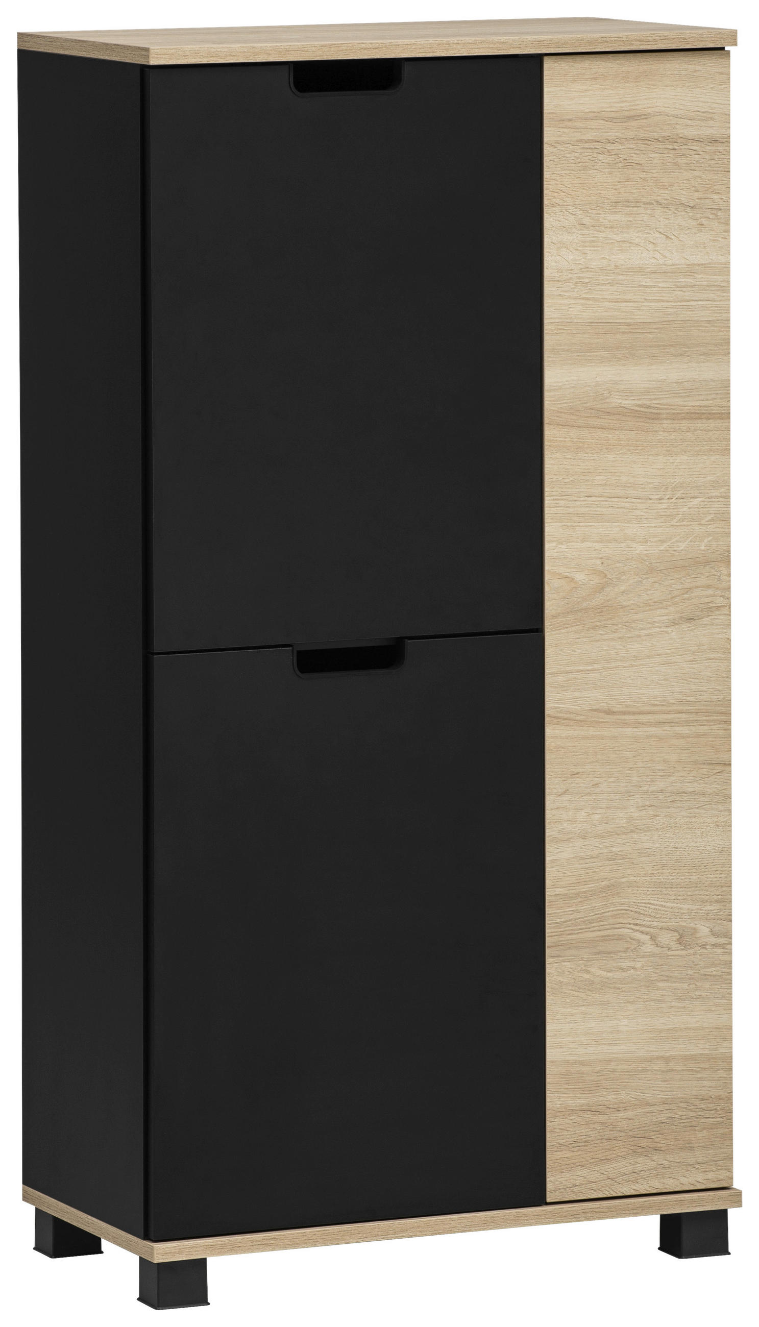 MIDISCHRANK 59,8/116,9/32,6 cm  - Eichefarben/Schwarz, MODERN, Holzwerkstoff/Kunststoff (59,8/116,9/32,6cm) - Stylife