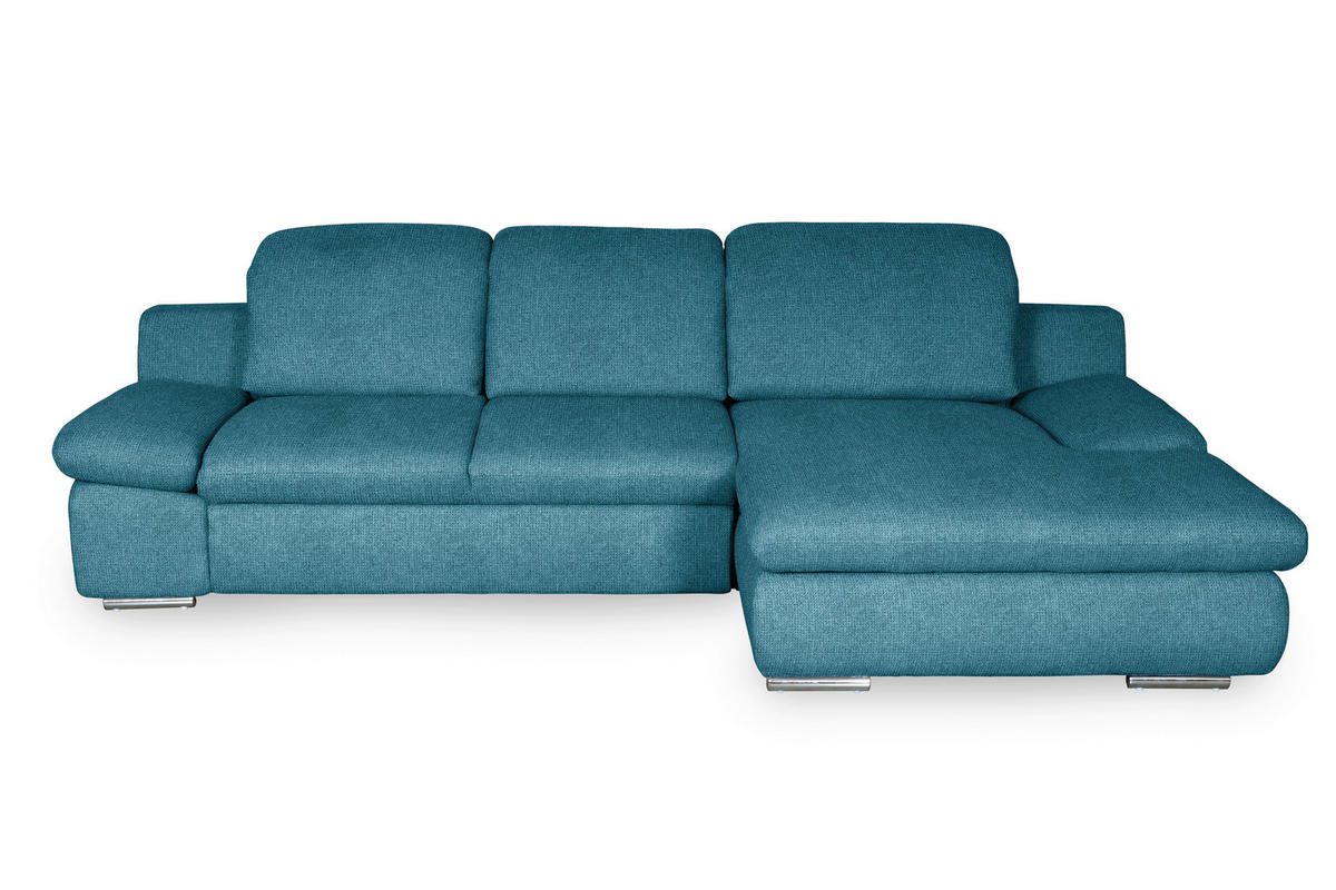 ECKSOFA in Chenille Blau  - Chromfarben/Blau, Design, Textil/Metall (286/165cm) - Livetastic