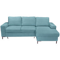 ECKSOFA Türkis Cord  - Türkis/Schwarz, KONVENTIONELL, Textil/Metall (240/150cm) - Carryhome